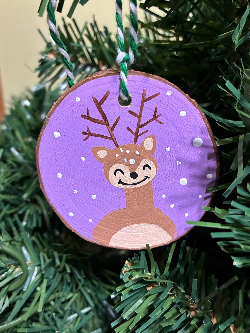 Happy Reindeer Painted Ornament